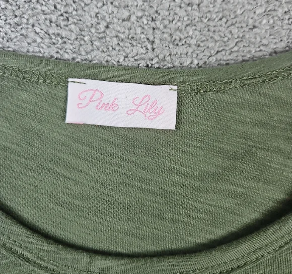Pink Lily Heathered Green Bodycon Ruched Side Gather Long Sleeve Crew Sz Medium - Picture 4 of 9